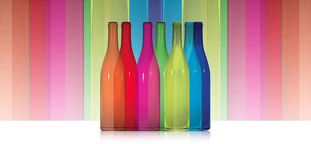 Bottiglie di vetro colorate